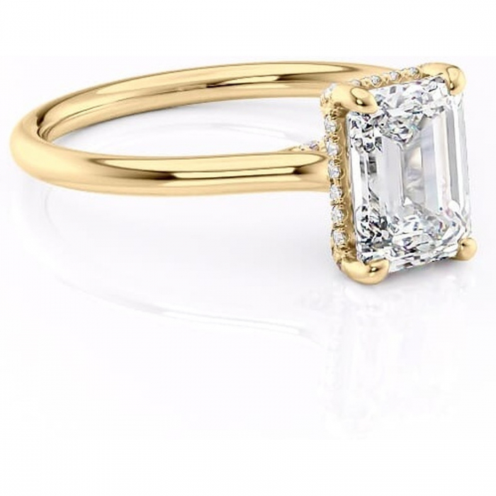Inel de logodnă Kaia din aur Galben 14kt cu moissanite tăietură smarald – Solitar rafinată pentru profil mediu | Personalizează și configurează gratuit online [1]