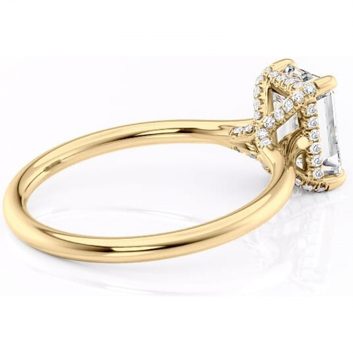 Inel de logodnă Kaia din aur Galben 14kt cu moissanite tăietură smarald – Solitar rafinată pentru profil mediu | Personalizează și configurează gratuit online [3]