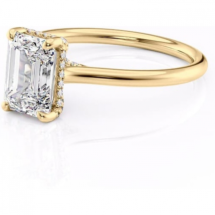 Inel de logodnă Kaia din aur Galben 14kt cu moissanite tăietură smarald – Solitar rafinată pentru profil mediu | Personalizează și configurează gratuit online [7]