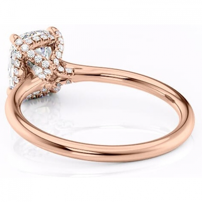 Inel de logodnă Kaia din aur Rose 14kt cu moissanite tăietură asscher – Solitar rafinată pentru profil mediu | Personalizează și configurează gratuit online [4]