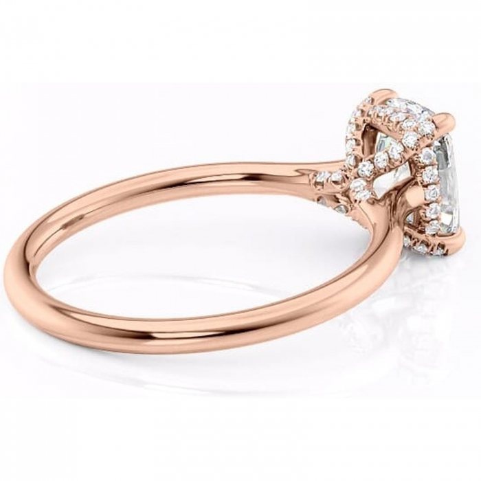 Inel de logodnă Kaia din aur Rose 14kt cu moissanite tăietură asscher – Solitar rafinată pentru profil mediu | Personalizează și configurează gratuit online [3]