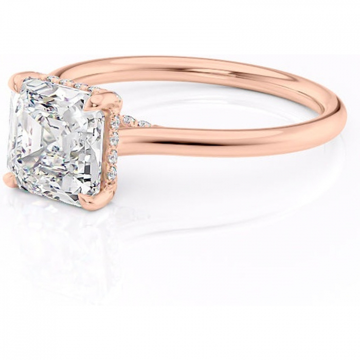 Inel de logodnă Kaia din aur Rose 14kt cu moissanite tăietură asscher – Solitar rafinată pentru profil mediu | Personalizează și configurează gratuit online [7]