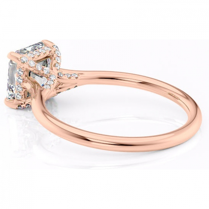 Inel de logodnă Kaia din aur Rose 14kt cu moissanite tăietură asscher – Solitar rafinată pentru profil mediu | Personalizează și configurează gratuit online [5]