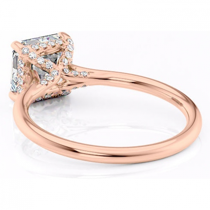 Inel de logodnă Kaia din aur Rose 14kt cu moissanite tăietură asscher – Solitar rafinată pentru profil mediu | Personalizează și configurează gratuit online [4]