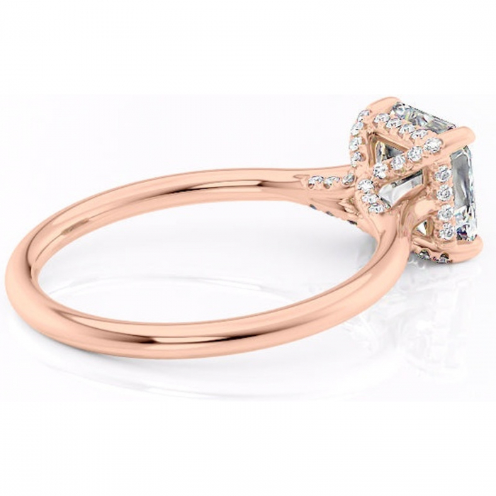 Inel de logodnă Kaia din aur Rose 14kt cu moissanite tăietură asscher – Solitar rafinată pentru profil mediu | Personalizează și configurează gratuit online [3]