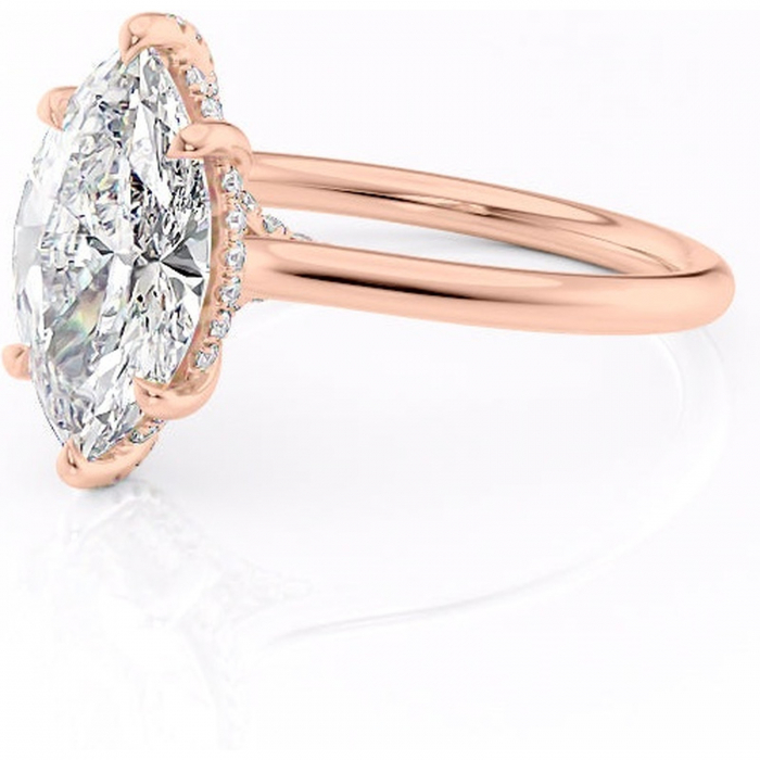 Inel de logodnă Kaia din aur Rose 18kt cu moissanite tăietură marquise – Solitar rafinată pentru profil mediu | Personalizează și configurează gratuit online [7]