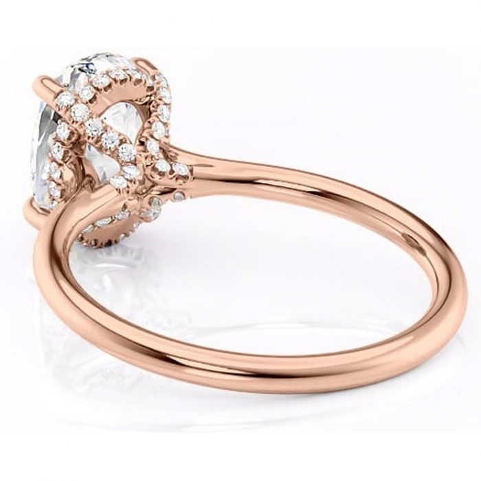 Inel de logodnă Kaia din aur Rose 18kt cu moissanite tăietură ovală – Solitar rafinată pentru profil mediu | Personalizează și configurează gratuit online [4]