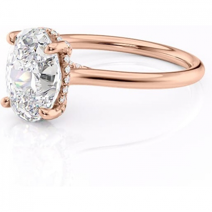 Inel de logodnă Kaia din aur Rose 18kt cu moissanite tăietură ovală – Solitar rafinată pentru profil mediu | Personalizează și configurează gratuit online [7]