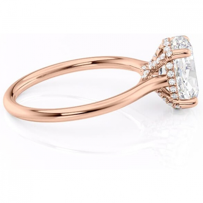 Inel de logodnă Kaia din aur Rose 18kt cu moissanite tăietură ovală – Solitar rafinată pentru profil mediu | Personalizează și configurează gratuit online [2]
