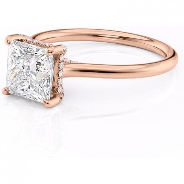 Inel de logodnă Kaia din aur Rose 18kt cu moissanite tăietură princess – Solitar rafinată pentru profil mediu | Personalizează și configurează gratuit online [7]