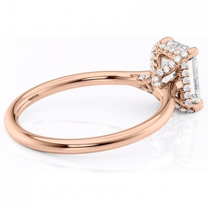 Inel de logodnă Kaia din aur Rose 14kt cu moissanite tăietură radiantă – Solitar rafinată pentru profil mediu | Personalizează și configurează gratuit online [3]