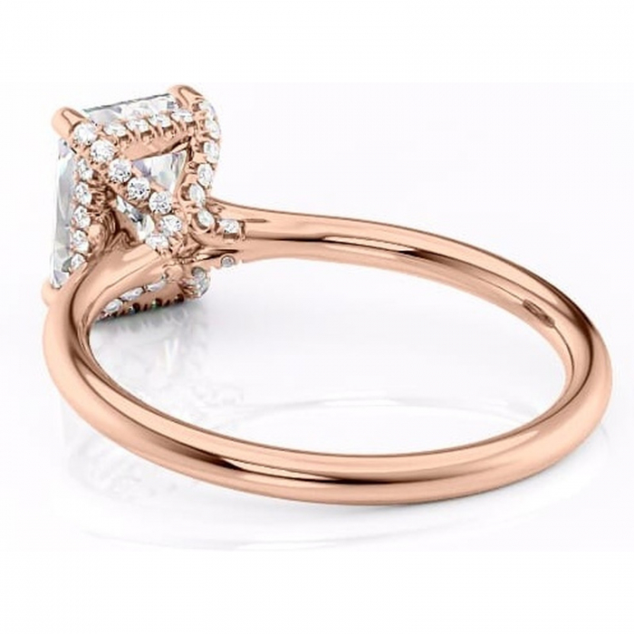 Inel de logodnă Kaia din aur Rose 14kt cu moissanite tăietură radiantă – Solitar rafinată pentru profil mediu | Personalizează și configurează gratuit online [4]