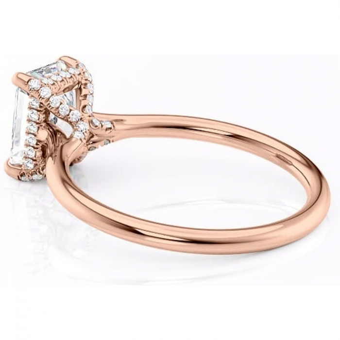 Inel de logodnă Kaia din aur Rose 14kt cu moissanite tăietură radiantă – Solitar rafinată pentru profil mediu | Personalizează și configurează gratuit online [5]