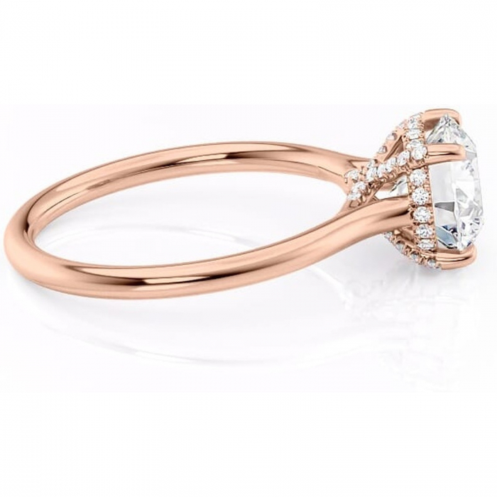 Inel de logodnă Kaia din aur Rose 14kt cu moissanite tăietură rotundă – Solitar rafinată pentru profil mediu | Personalizează și configurează gratuit online [2]