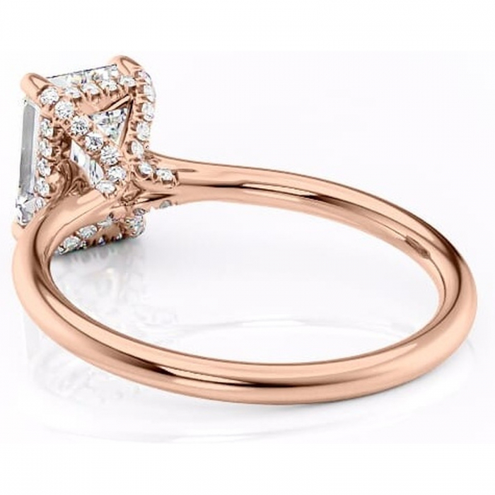 Inel de logodnă Kaia din aur Rose 18kt cu moissanite tăietură smarald – Solitar rafinată pentru profil mediu | Personalizează și configurează gratuit online [4]