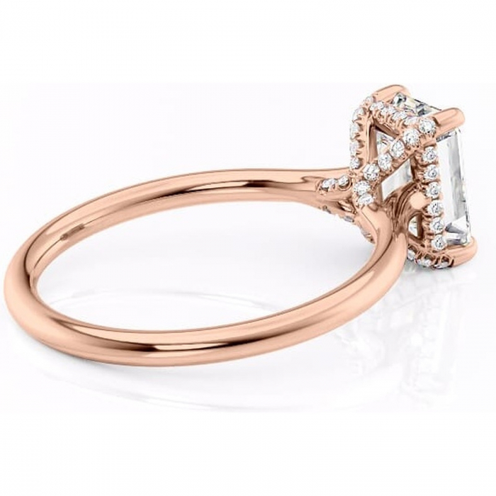 Inel de logodnă Kaia din aur Rose 18kt cu moissanite tăietură smarald – Solitar rafinată pentru profil mediu | Personalizează și configurează gratuit online [3]