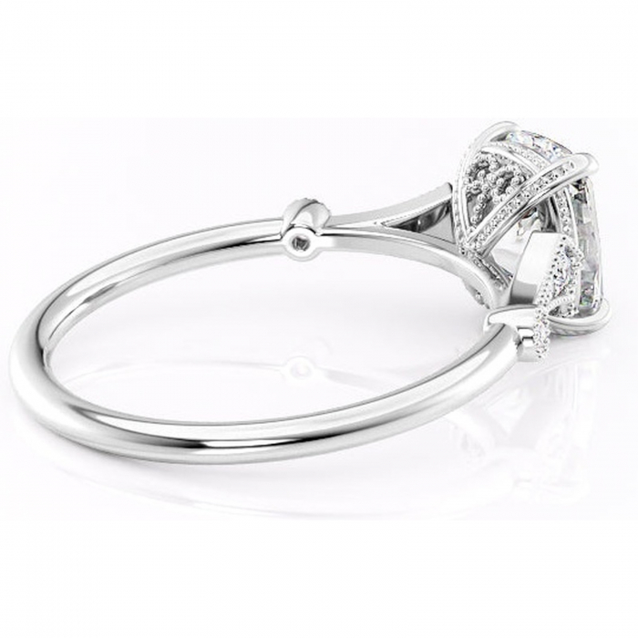 Inel de logodnă Lacey din aur Alb 14kt cu moissanite tăietură asscher – Pietre laterale rafinată pentru profil înalt | Personalizează și configurează gratuit online [3]