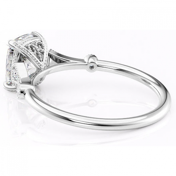 Inel de logodnă Lacey din aur Alb 14kt cu moissanite tăietură asscher – Pietre laterale rafinată pentru profil înalt | Personalizează și configurează gratuit online [5]