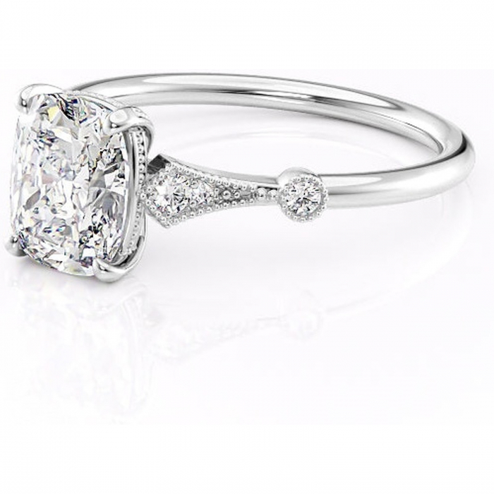 Inel de logodnă Lacey din aur Alb 14kt cu moissanite tăietură asscher – Pietre laterale rafinată pentru profil înalt | Personalizează și configurează gratuit online [7]