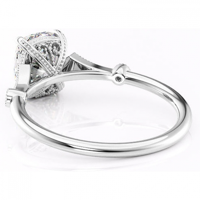 Inel de logodnă Lacey din aur Alb 14kt cu moissanite tăietură asscher – Pietre laterale rafinată pentru profil înalt | Personalizează și configurează gratuit online [4]