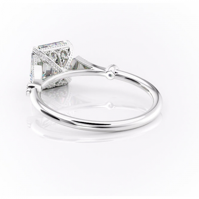 Inel de logodnă Lacey din aur Alb 14kt cu moissanite tăietură asscher – Pietre laterale rafinată pentru profil înalt | Personalizează și configurează gratuit online [4]