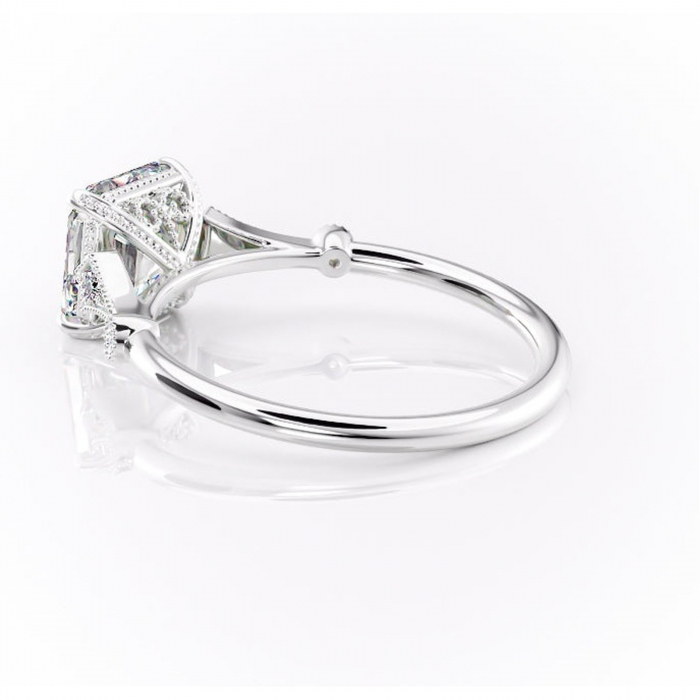 Inel de logodnă Lacey din aur Alb 14kt cu moissanite tăietură asscher – Pietre laterale rafinată pentru profil înalt | Personalizează și configurează gratuit online [5]