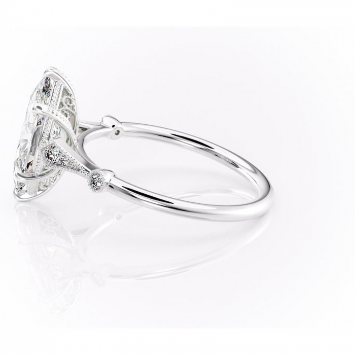 Inel de logodnă Lacey din aur Alb 14kt cu moissanite tăietură marquise – Pietre laterale rafinată pentru profil înalt | Personalizează și configurează gratuit online [6]
