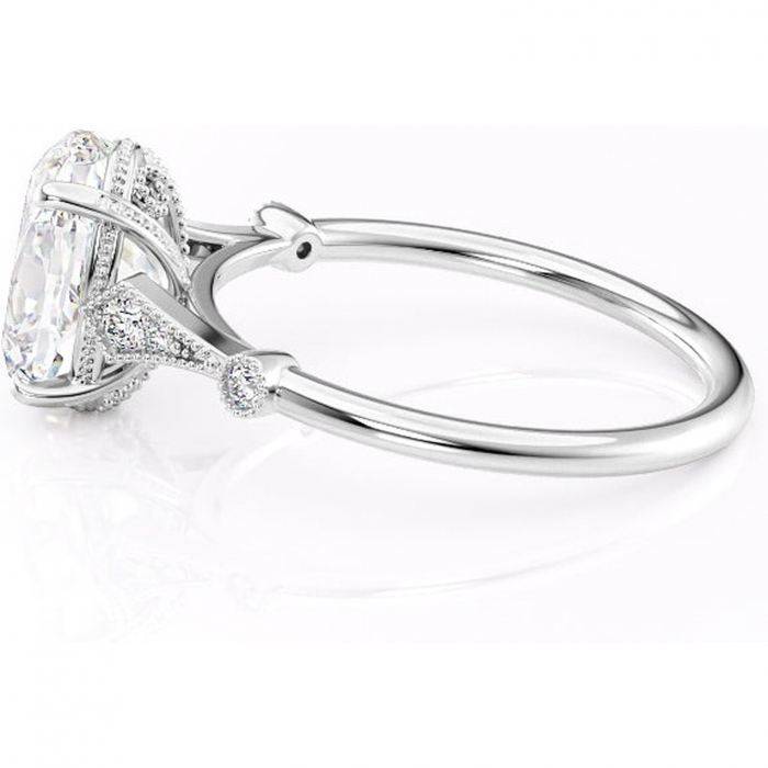 Inel de logodnă Lacey din aur Alb 14kt cu moissanite tăietură ovală – Pietre laterale rafinată pentru profil înalt | Personalizează și configurează gratuit online [6]