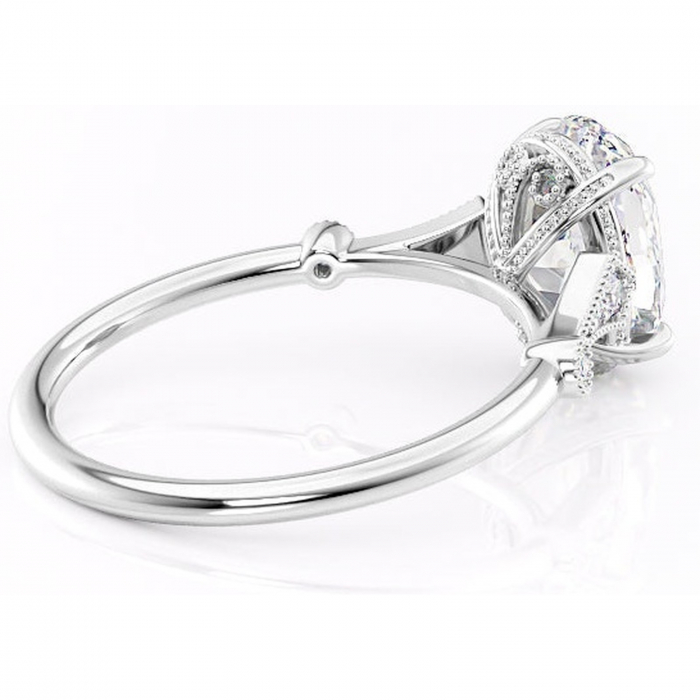Inel de logodnă Lacey din aur Alb 14kt cu moissanite tăietură ovală – Pietre laterale rafinată pentru profil înalt | Personalizează și configurează gratuit online [3]