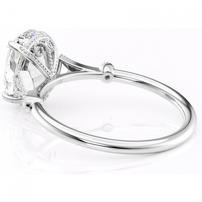 Inel de logodnă Lacey din aur Alb 14kt cu moissanite tăietură ovală – Pietre laterale rafinată pentru profil înalt | Personalizează și configurează gratuit online [5]