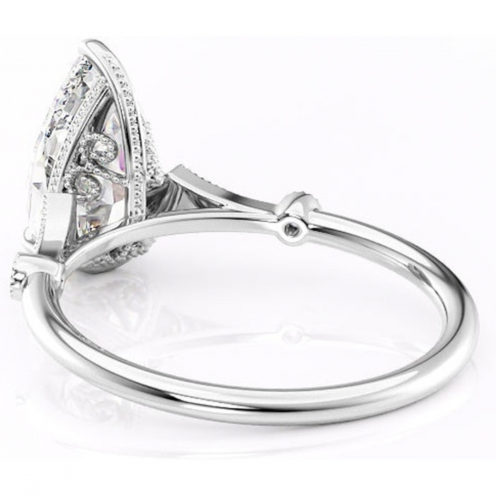 Inel de logodnă Lacey din aur Alb 18kt cu moissanite tăietură pară – Pietre laterale rafinată pentru profil înalt | Personalizează și configurează gratuit online [4]