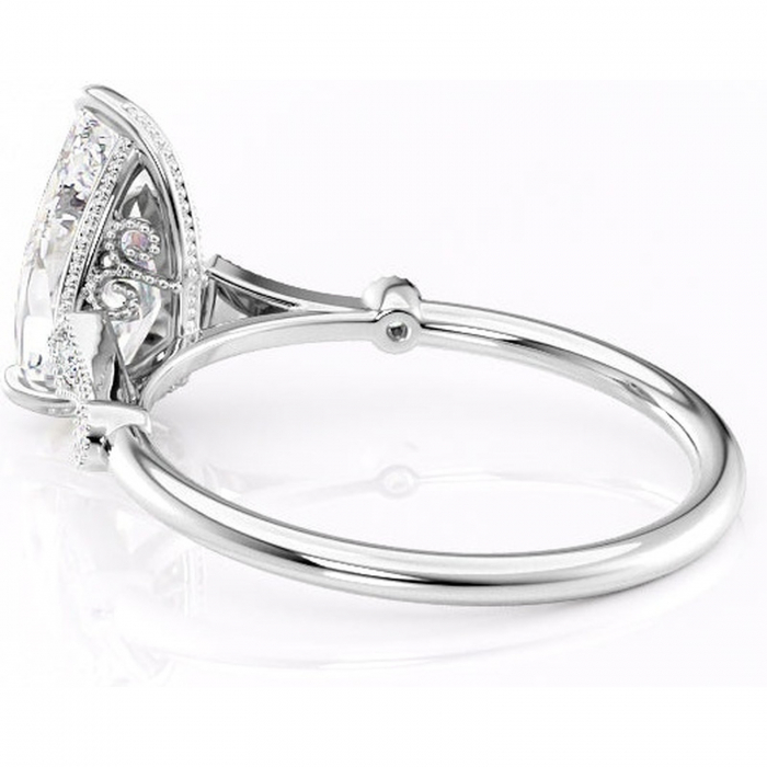 Inel de logodnă Lacey din aur Alb 18kt cu moissanite tăietură pară – Pietre laterale rafinată pentru profil înalt | Personalizează și configurează gratuit online [5]
