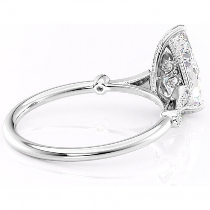Inel de logodnă Lacey din aur Alb 18kt cu moissanite tăietură pară – Pietre laterale rafinată pentru profil înalt | Personalizează și configurează gratuit online [3]