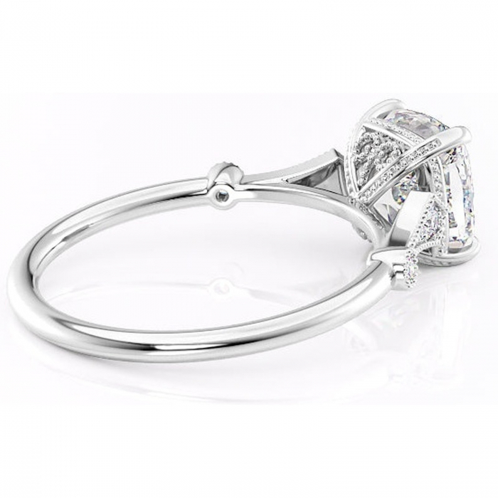 Inel de logodnă Lacey din aur Alb 14kt cu moissanite tăietură pernă – Pietre laterale rafinată pentru profil înalt | Personalizează și configurează gratuit online [3]