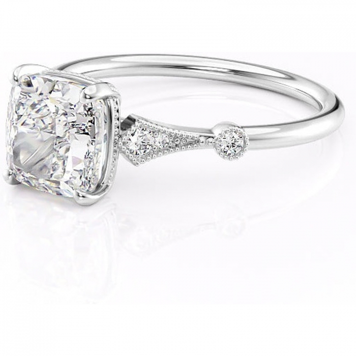 Inel de logodnă Lacey din aur Alb 14kt cu moissanite tăietură pernă – Pietre laterale rafinată pentru profil înalt | Personalizează și configurează gratuit online [7]
