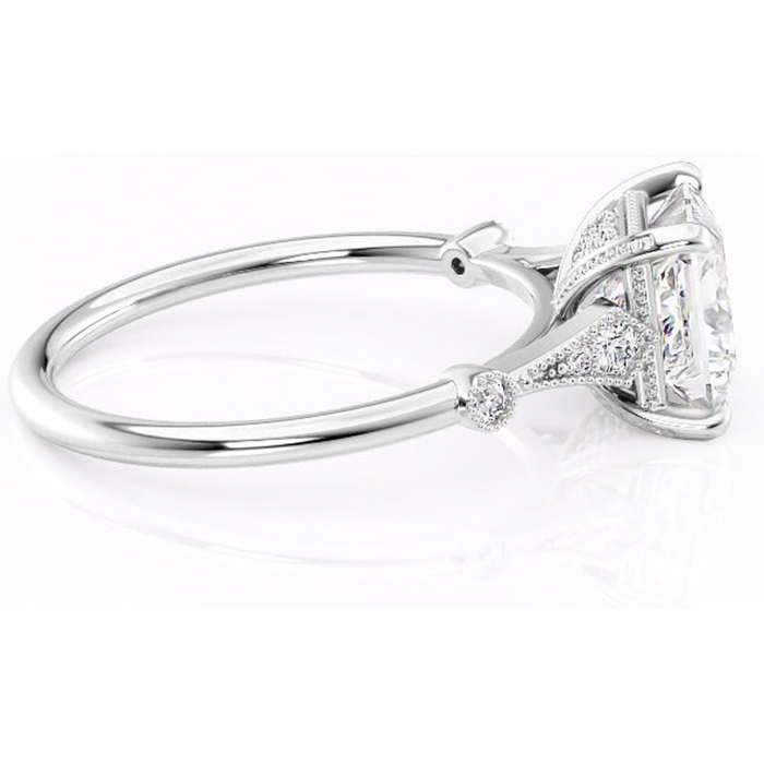 Inel de logodnă Lacey din aur Alb 14kt cu moissanite tăietură princess – Pietre laterale rafinată pentru profil înalt | Personalizează și configurează gratuit online [2]