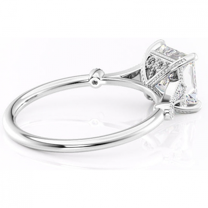 Inel de logodnă Lacey din aur Alb 14kt cu moissanite tăietură princess – Pietre laterale rafinată pentru profil înalt | Personalizează și configurează gratuit online [3]