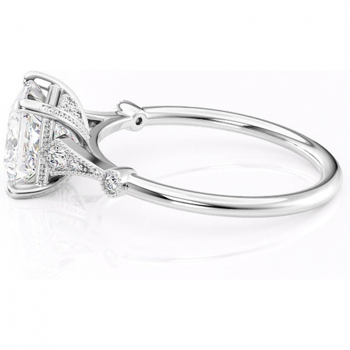 Inel de logodnă Lacey din aur Alb 14kt cu moissanite tăietură princess – Pietre laterale rafinată pentru profil înalt | Personalizează și configurează gratuit online [6]