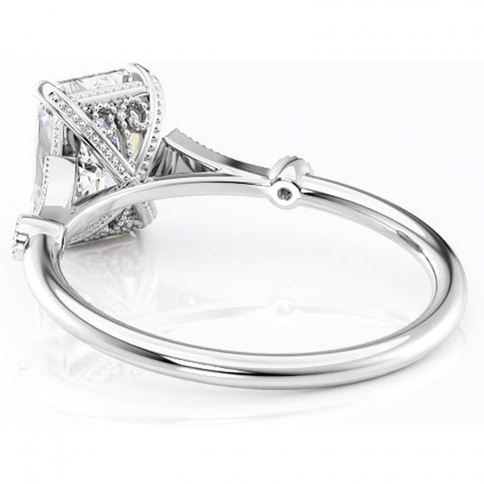 Inel de logodnă Lacey din aur Alb 14kt cu moissanite tăietură radiantă – Pietre laterale rafinată pentru profil înalt | Personalizează și configurează gratuit online [4]
