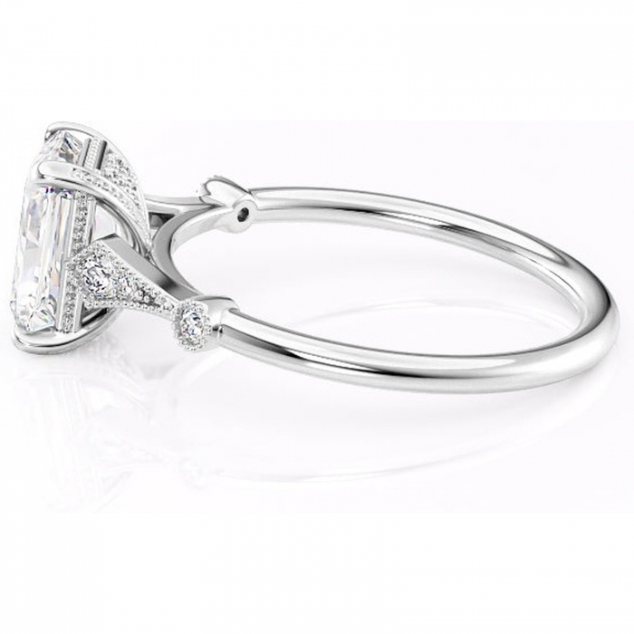 Inel de logodnă Lacey din aur Alb 14kt cu moissanite tăietură radiantă – Pietre laterale rafinată pentru profil înalt | Personalizează și configurează gratuit online [6]