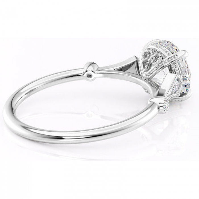 Inel de logodnă Lacey din aur Alb 14kt cu moissanite tăietură rotundă – Pietre laterale rafinată pentru profil înalt | Personalizează și configurează gratuit online [3]