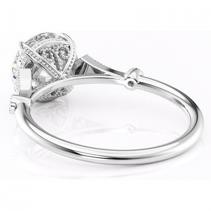 Inel de logodnă Lacey din aur Alb 14kt cu moissanite tăietură rotundă – Pietre laterale rafinată pentru profil înalt | Personalizează și configurează gratuit online [4]