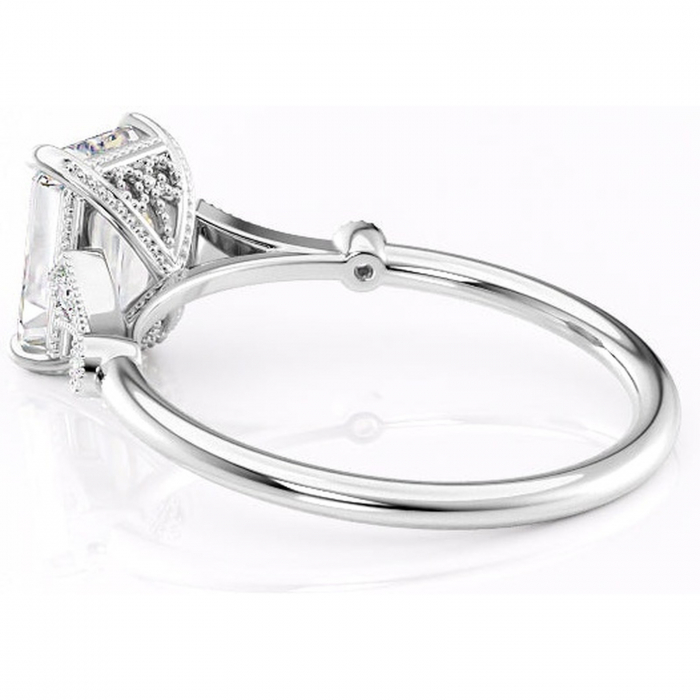 Inel de logodnă Lacey din aur Alb 18kt cu moissanite tăietură smarald – Pietre laterale rafinată pentru profil înalt | Personalizează și configurează gratuit online [5]