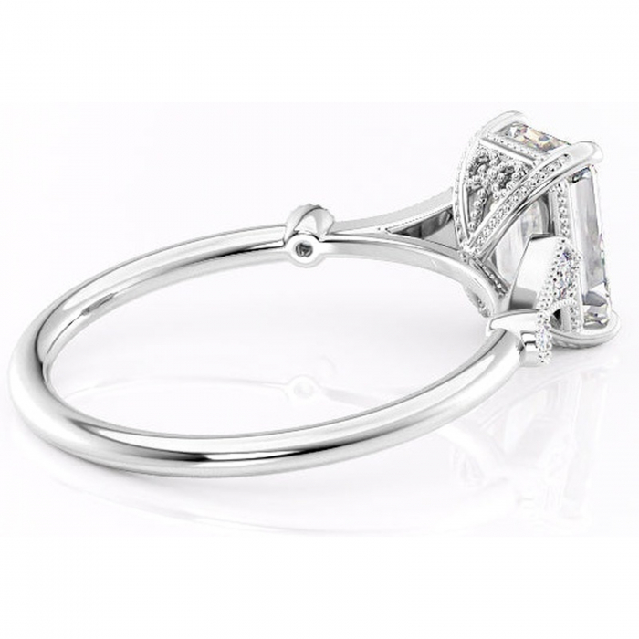 Inel de logodnă Lacey din aur Alb 18kt cu moissanite tăietură smarald – Pietre laterale rafinată pentru profil înalt | Personalizează și configurează gratuit online [3]