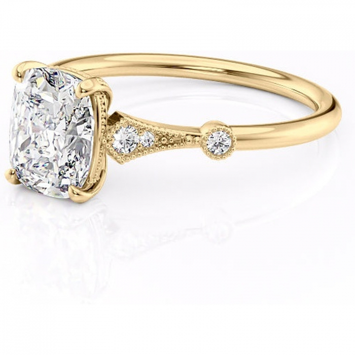 Inel de logodnă Lacey din aur Galben 14kt cu moissanite tăietură asscher – Pietre laterale rafinată pentru profil înalt | Personalizează și configurează gratuit online [7]