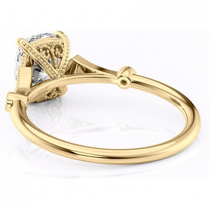 Inel de logodnă Lacey din aur Galben 14kt cu moissanite tăietură asscher – Pietre laterale rafinată pentru profil înalt | Personalizează și configurează gratuit online [4]