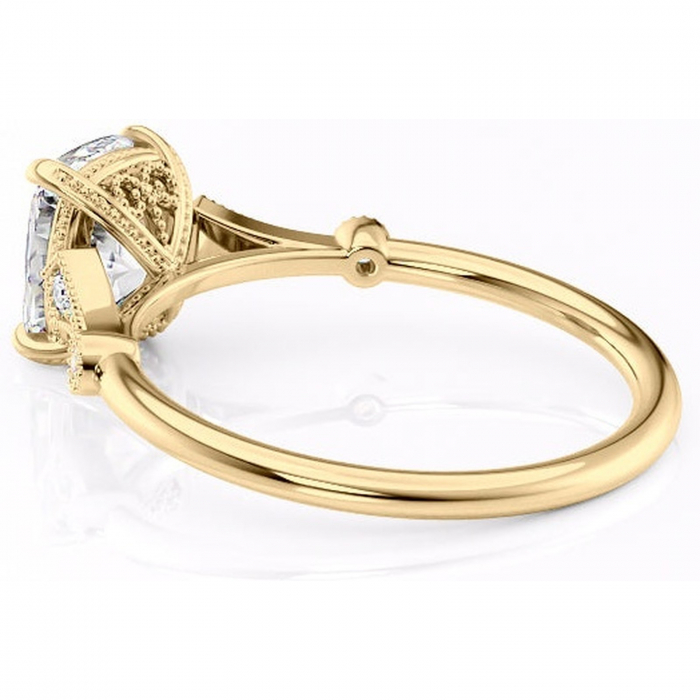 Inel de logodnă Lacey din aur Galben 14kt cu moissanite tăietură asscher – Pietre laterale rafinată pentru profil înalt | Personalizează și configurează gratuit online [5]