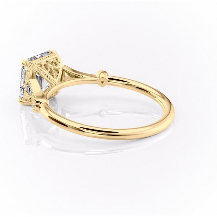 Inel de logodnă Lacey din aur Galben 14kt cu moissanite tăietură asscher – Pietre laterale rafinată pentru profil înalt | Personalizează și configurează gratuit online [5]