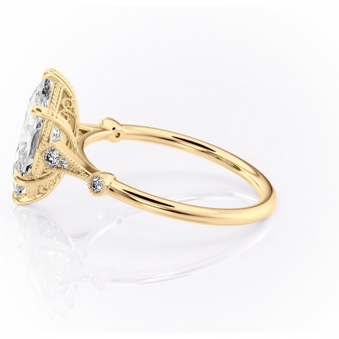 Inel de logodnă Lacey din aur Galben 14kt cu moissanite tăietură marquise – Pietre laterale rafinată pentru profil înalt | Personalizează și configurează gratuit online [6]