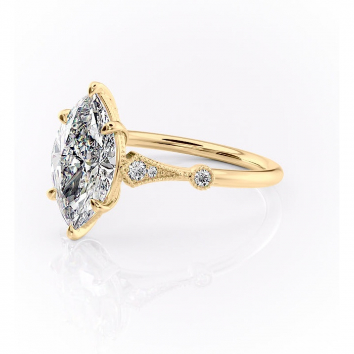 Inel de logodnă Lacey din aur Galben 14kt cu moissanite tăietură marquise – Pietre laterale rafinată pentru profil înalt | Personalizează și configurează gratuit online [7]
